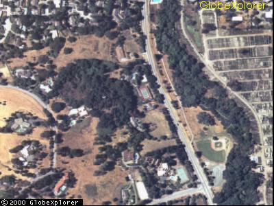 Alpine Road baseball field. Tree farm at right.